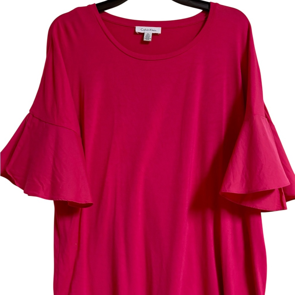 Calvin Klein Vibrant Pink Flare Sleeve Top